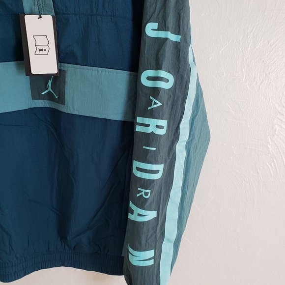 Air Jordan Wings 1/2 zip SAMPLE 🔥 Windwear Jacket Men Medium Teal Green/Indigo - Picture 5 of 10